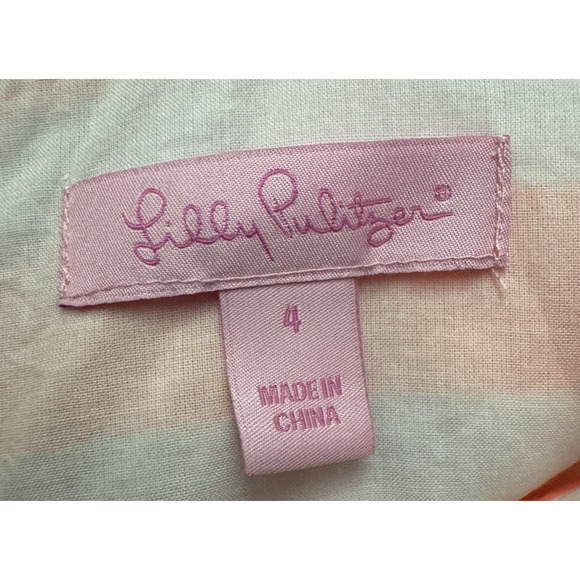 Lilly Pulitzer Delia Sunrise Stripe Floral Shift Dress Orange Pink Green Size 4 - Picture 10 of 12